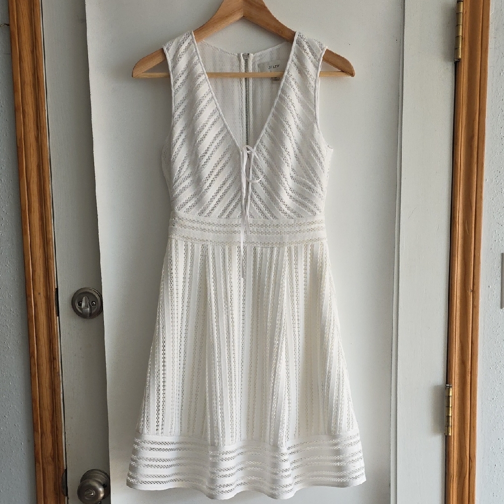 J. Crew White Open Lace Mini Dress